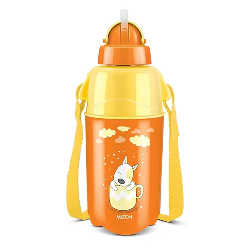 Milton Kool Trendy Kids Plastic Insulated Water Bottle with Straw, 370 ml, Sipper Bottle