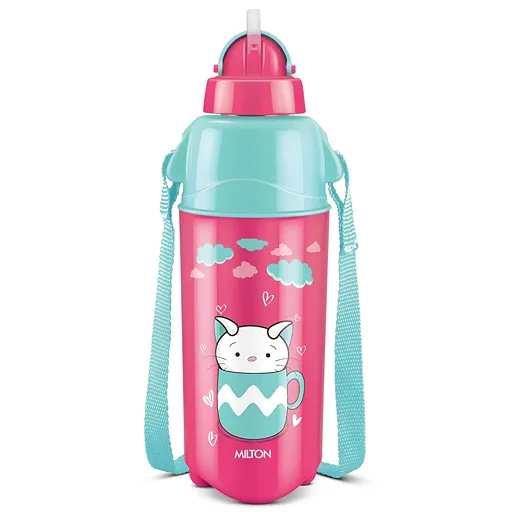 Milton Kool Trendy Kids Plastic Insulated Water Bottle with Straw, 490ml, Sipper Bottle