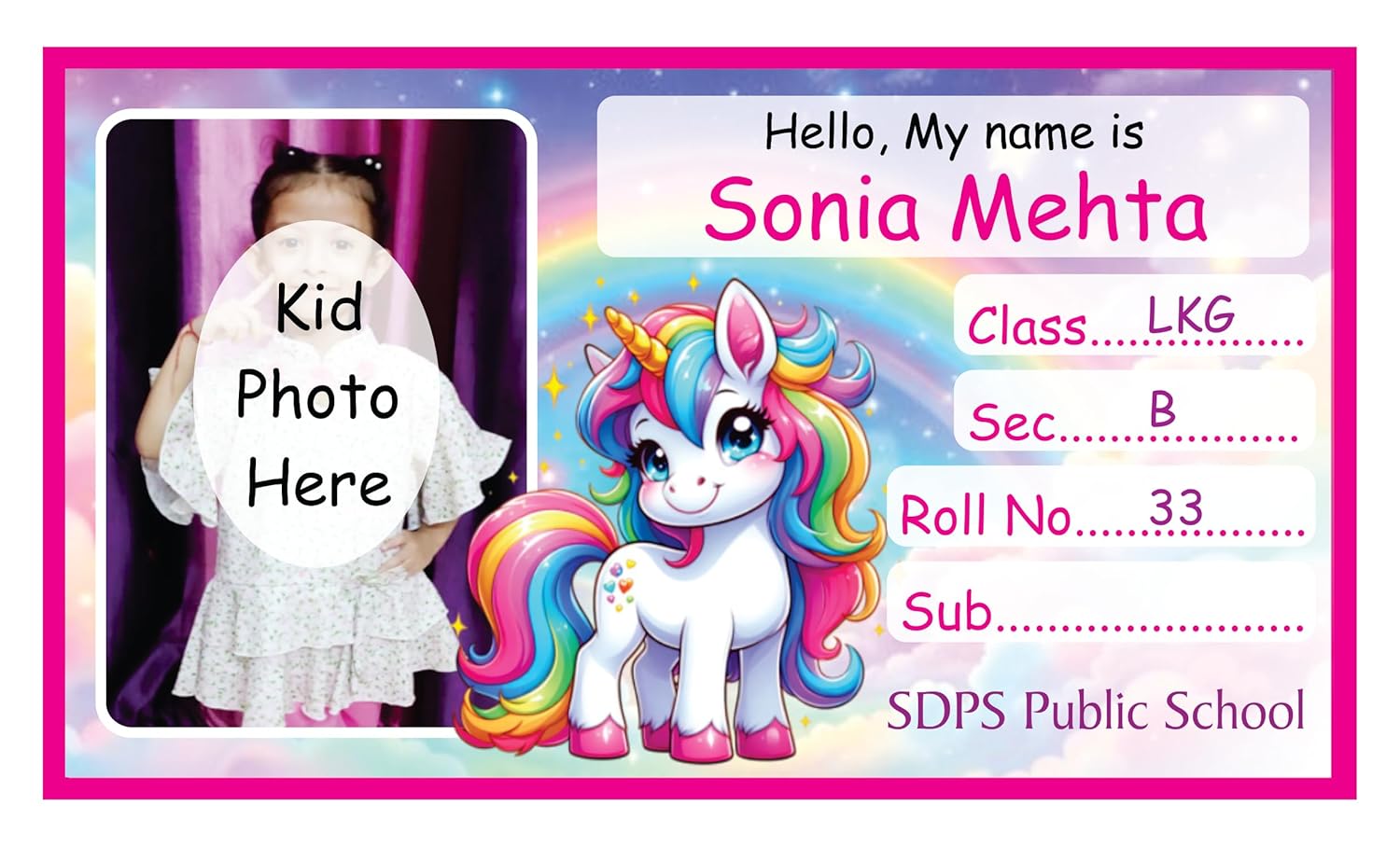 Personalised Pack of 30 Pieces Name Slip Stickers, 3.50 x 2.00 inch