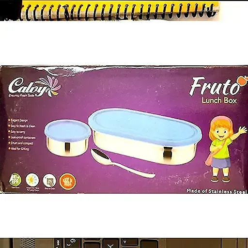 Kids Lunch Box, Stainless Steel Lunch Box with Partition, Rectangular Steel Tiffin Box 