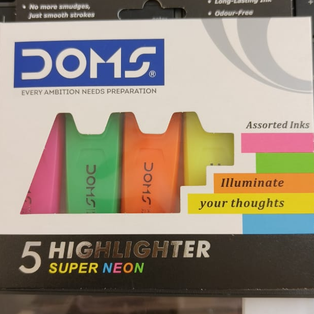 Doms Super Neon Highlighter Set (Pack of 5)